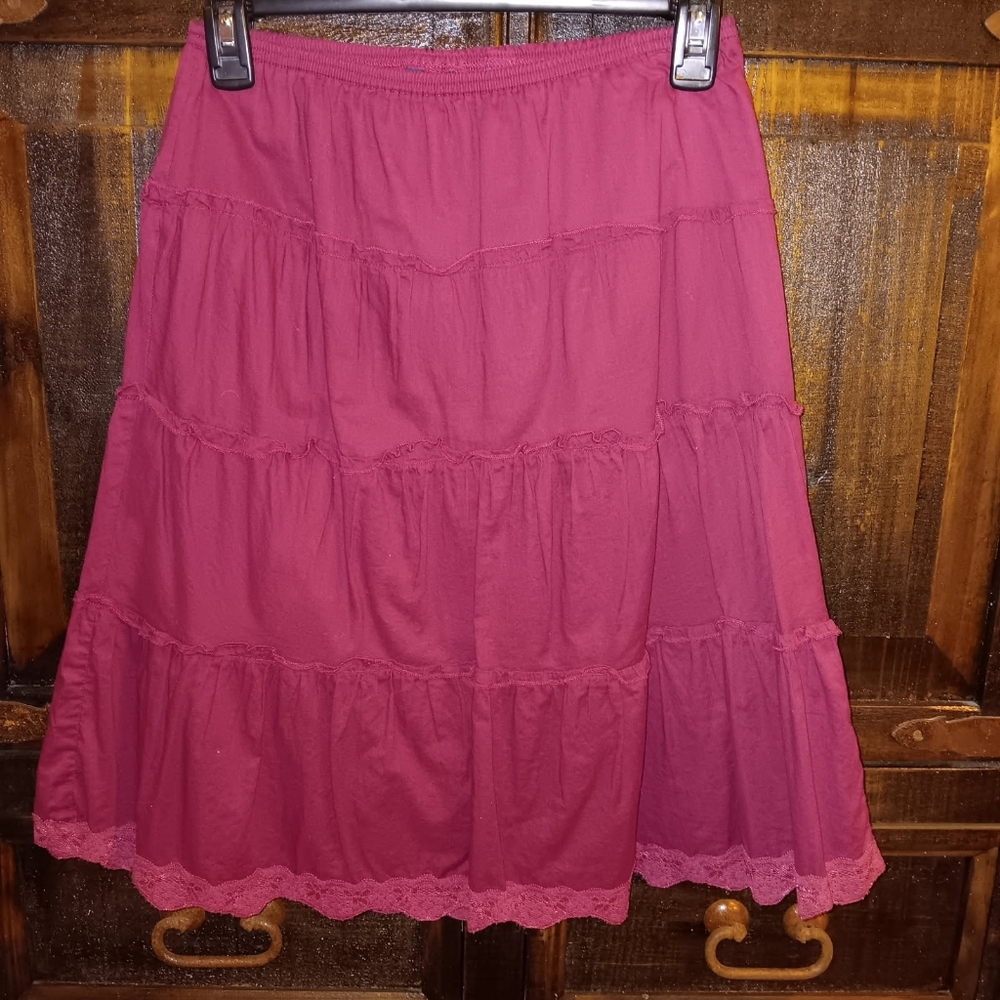 Limited Too girls sz 14 burgundy deep red cotton skirt